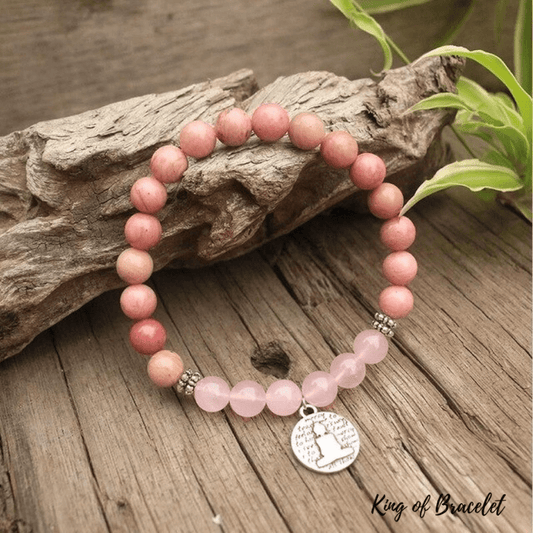 Bracelet Mala Tib¨¦tain en Rhodonite et Quartz Rose