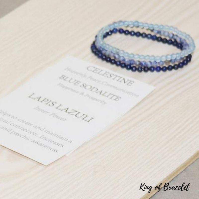 Bracelets en C¨¦lestine, Lapis Lazuli et Sodalite