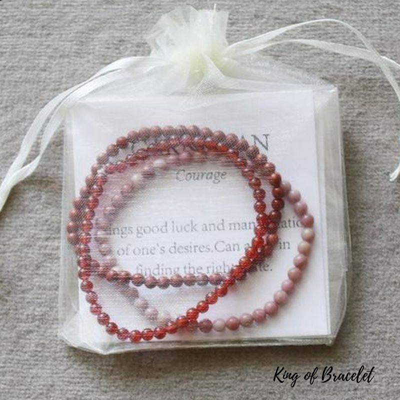 Bracelets en Rhodonite, Cornaline et Jaspe Rouge