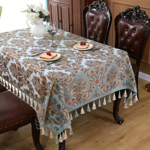 1pc European-style court tablecloth embroidery jacquard table cloth Retro fringe end table cloth Chinese sateen square tablecloth