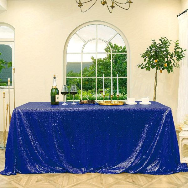 1pc, Table Cover, Royal Blue Sequin Tablecloth, Rectangular Glitter Shiny Table Cover For Christmas, Wedding, Baby Shower, Birthday Holiday Party Dinners Sparkly Dessert Table Decor