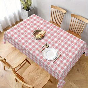 1pc, Pink Love Pattern Tablecloth, Waterproof And Stain Resistant Table Cover, Kitchen Restaurant Party And Yard Tablecloth, Suitable For Indoor/Outdoor Table Decor