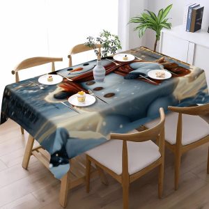 Christmas-Themed Waterproof Tablecloth - Durable, Fashionable Design for Indoor/Outdoor Parties & Home Decor, Rectangular Polyester Fabric