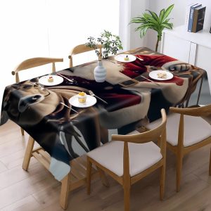 Christmas-Themed Waterproof Tablecloth - Durable, Fashionable Design for Indoor/Outdoor Parties & Home Decor, Rectangular Polyester Fabric