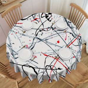 Colorful Geometric Line Pattern Tablecloth - Waterproof & Oil-Resistant Polyester, Perfect for Dining & Office Tables, Durable Rectangular Cover, Multiple Sizes Available