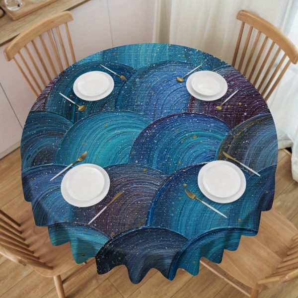 Waterproof & Oil-Resistant Blue Starry Sky Tablecloth - Perfect For Dining, Office, And Home Decor | Durable Polyester, Machine-Woven