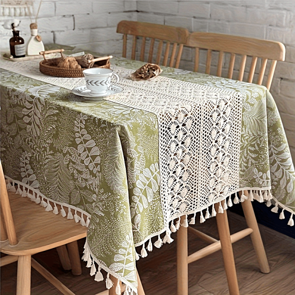 Tablecloth Kitchen Burlap Tablecloth Rectangular Dining Table Coffee Linen Rectangular Pastoral Linen Tablecloth Washable Tablecloth Dustproof And Wrinkle-Proof Restaurant, Picnic, Indoor And Outdoor Table Flower