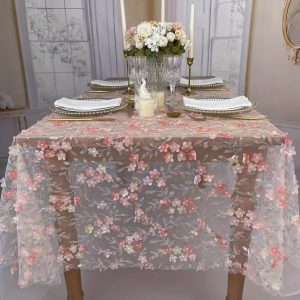 Boho-Chic Embroidered Lace Tablecloth 63