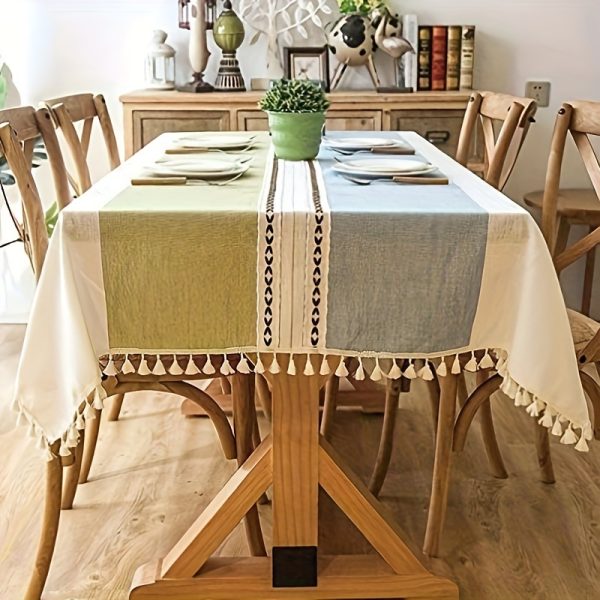 Spring Linen Rectangle Tablecloth Rustic Table Cloth Farmhouse Style Table Cloth Cotton Linen Table Cover for Party Dinning